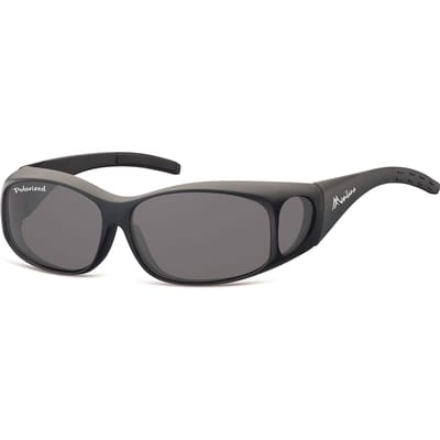 Montana Rechthoek Unisex Zwart Rook Gepolariseerd MFO1 Fit Over Bril Zonnebril