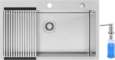 CECIPA max - Spoelbak 75x45CM - Spoelbak Keuken Met Zeepdispenser 300ML - Enkele spoelbakken - Spoelbakken Keuken – Spoelbakken met afdruip - RVS
