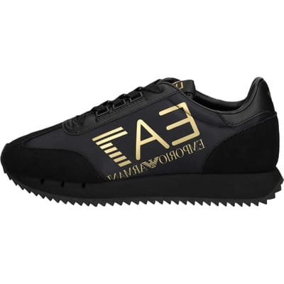 Emporio Armani EA7 Leer Logo Detail Ronde Neus Vetersluiting Lage Sneakers Casual Schoenen Unisex casual schoenen Zwart 7X000541AF18609MZ177 38 black