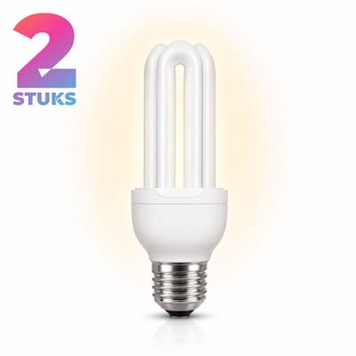 2x Stick Spaarlamp E27 - 20W - Warm Wit Licht (2700K) - 1300 lm - 10 jaar - Niet Dimbaar - Bespaar op energiekosten
