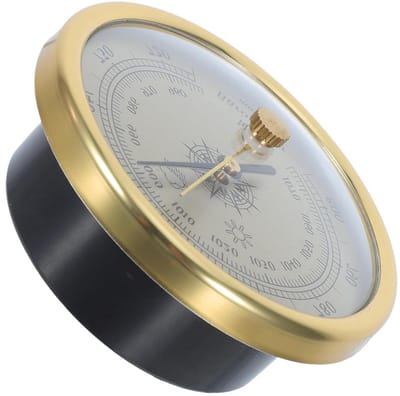 Barometer met Metalen Frame - Luchtdrukmeter Weerstation - Weersvoorspelling Thuis - Klassieke Wijzerplaat - 7 cm - Goud