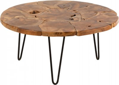 Salontafel Samuel Rond Teak Hout Bruin 80cm