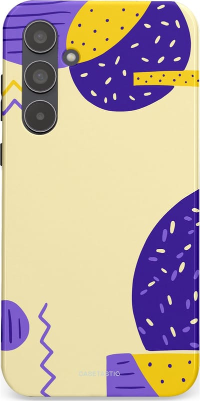 Casetastic hoesje geschikt voor Samsung Galaxy A55 - Dubbellaagse bescherming - Geo zigzag - Fashion Case - Crème Blauw Geel