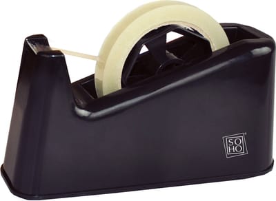 Soho Tapehouder – Plakbandhouder – Plakband Dispenser – Maat XL – Met Penhouder – 20 x 8 cm – Zwart