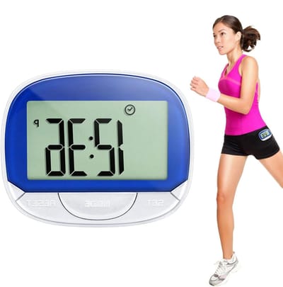 Stappenteller Clip - Draagbare Activiteitstracker - Gezond Leven - Groot Display Klokfunctie - 65 x 52 x 23 mm - Blauw