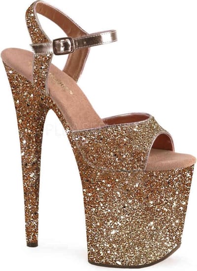 Pleaser - FLAMINGO-810LG Sandaal met enkelband, Paaldans schoenen - Paaldans schoenen - 35 Shoes - Goudkleurig/Champagne