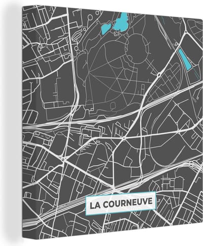 Canvas Schilderij La Courneuve - Frankrijk - Plattegrond - Stadskaart - Kaart - 20x20 cm - Wanddecoratie