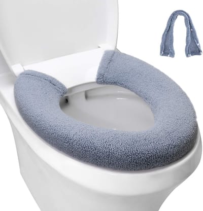 Warme Toiletbril hoes - Knoopstijl - Universele pasvorm - Wc hoes - Toiletbril - Wc bril hoes - wc bril hoes wasbaar - toiletbrilhoes - Donkergrijs