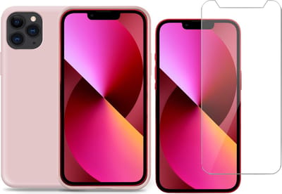 Hoesje geschikt voor iPhone 13 Pro siliconen roze case - Screen Protector