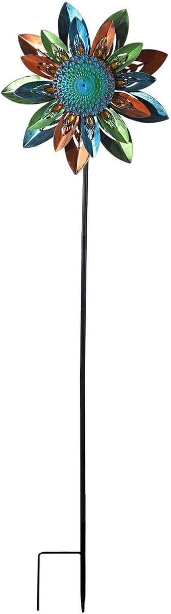 Tuinspinners Decoratie - Windmolens Buiten - Tuin Aankleden - Handgeschilderd Zonnebloem - 122 cm Hoog - Multicolor