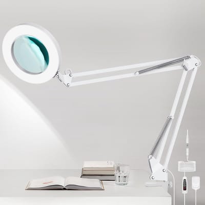 Led Vergrootlamp - Bureaulamp Klem - Hobby Knutselen - Verstelbare Arm - 5x Vergroting - Wit