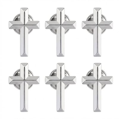 Zilverkleurige kruis broche set – broche dames en heren – decoratieve spelden set van 6 stuks met 3D kruis vorm, gladde afwerking en strak ontwerp