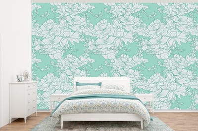 Behang - Fotobehang Patronen - Vintage - Bloemen - Breedte 345 cm x hoogte 220 cm
