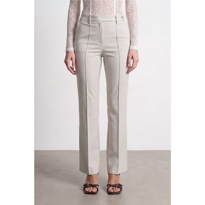 Vrouwen Mid-Waist Wijde Pijpen Crepe Broek