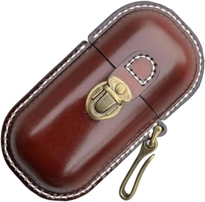 Harde brillenkoker - Beschermhoes bril - Veilige opslag - Vintage leer design - 18 x 8.5 cm - Bruin