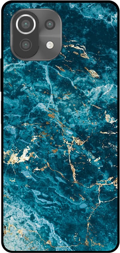 Smartphonica Telefoonhoesje Geschikt voor Xiaomi Mi 11 Lite met marmer opdruk - TPU backcover case blue marble design - Blauw geschikt voor Xiaomi Mi 11 Lite