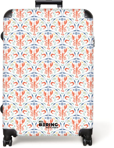 NoBoringSuitcases.com® - Koffer groot - Reiskoffer lichtgewicht - Schaaldieren patroon kleurrijk - Rolkoffer met 4 wielen - Grote trolley XL - 98 liter bagage