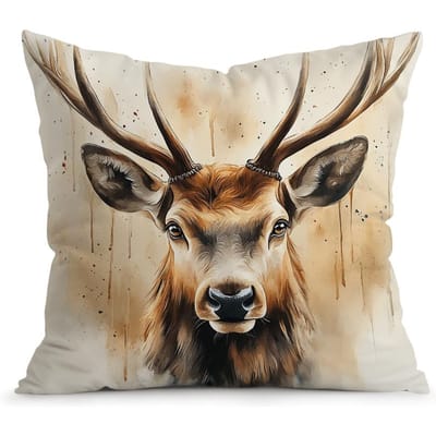 Woondecoratie Herten Artistieke Prints: Dieren-Geïnspireerde Kussenhoezen Patroon Kussenhoes Geschikt voor Bank Slaapkamer Auto Kussen 45x45cm