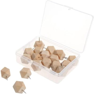 Houten Punaises - Duwspelden Set - Thuis Kantoor - Diamant Vorm - 18 Stuks - Houtkleur