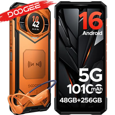DOOGEE S200E AI Robuuste Telefoon 1.32" AMOLED Achterdisplay Dimensity 7050 Android 16 10100mAh Batterij 48GB RAM (8+40) 256GB ROM NFC Google Pay Ondersteunt VIP Edition met beengeleidingsoortelefoon