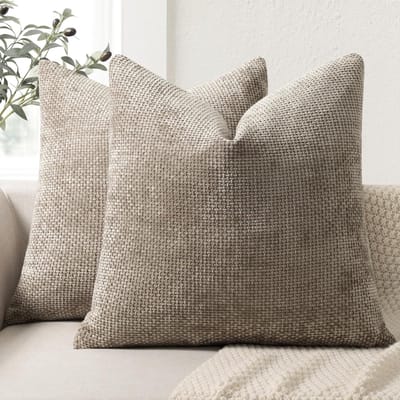 Famanu - Chenille kussenhoezen 40x40 cm set 2, luxe zachte sofa kussenhoezen, decoratieve kussens voor woonkamer