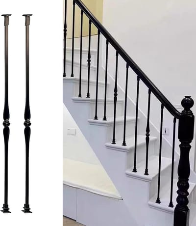 Binnentrappenbalusterset - Smeedijzeren palen - Traprenovatie - Modern minimalistisch - 115 cm - Zwart