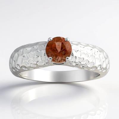 Cavill - Zilveren ring met rhodinering - 925 Sterling zilver - Oregon zonnesteen 0,425 ct rond geslepen - elegante warme tint damesring