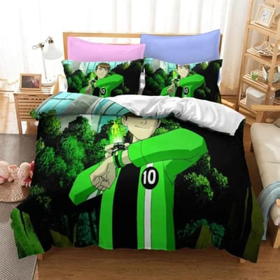 Ben Alien Force Dekbedovertrek met Kussensloop 3D Cartoon Print Decoratie Comfort Pakket Tieners & Kinderen Zacht en Ademend Beddengoed 135x200cm