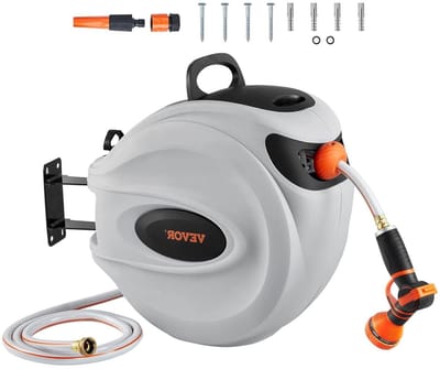Slanghaspel - Tuinslanghouder - Tuin Besproeien - Automatische oproller - 30 meter - Zilver
