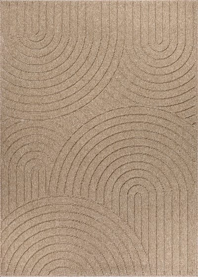 the carpet Cairo – Weerbestendig outdoor vloerkleed met modern boogpatroon in jute-look, geschikt voor balkon, tuin en terras, bruin met halfrond boogmotief, 80 x 150 cm