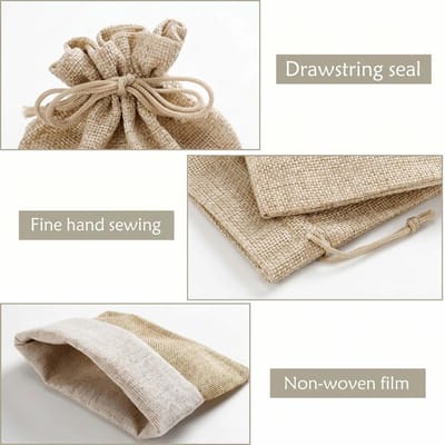 Jute zakjes 10 x 15 cm, jute zakjes met trekkoord voor adventskalendervulling, kleine cadeauzakjes voor sieraden, doe-het-zelf, handwerk, bruiloft, feest, Kerstmis (natuur)
