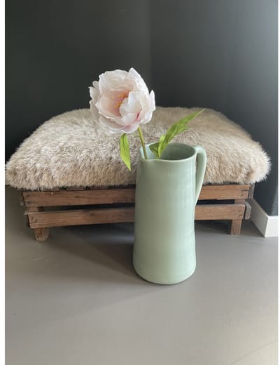 Pioenroos - roze / wit - zijden bloemen - 3 stelen - onderhoudsvrij - 49 cm - kunstbloemen