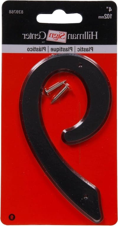 Nummer 9 Huisnummer - Cijfer 9 Zwart - Huis Identificatie - Weerbestendig Kunststof - 4 Inch Hoog - Zwart
