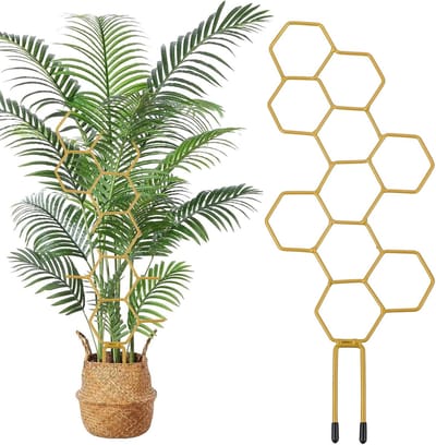 Kamerplanten rankhulp van 35 cm, honingraatvormige metalen klimsteun voor binnen en buiten, ideale plantensteun en plantenrooster voor klimplanten en potplanten