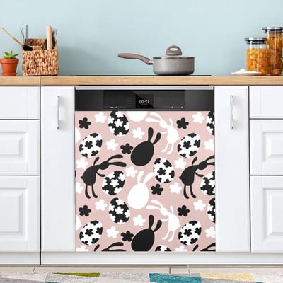 Vaatwasser Magneet Cover - Keuken Decoratie - Keuken Opfrissen - Probleemloze Applicatie - 58 x 66 Inch - Zwart Wit Roze