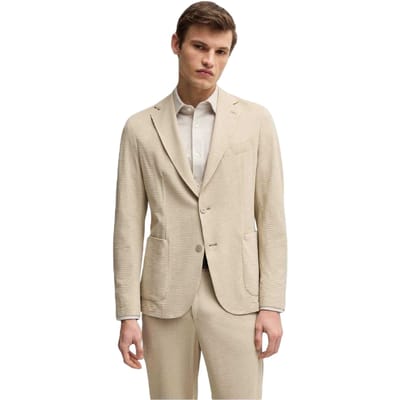 Boss Heren Blazer met gestructureerde inkeping (Licht Beige)