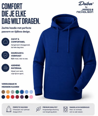 James And Nicholson Heren Basis Hoodie (Donker Koninklijk)