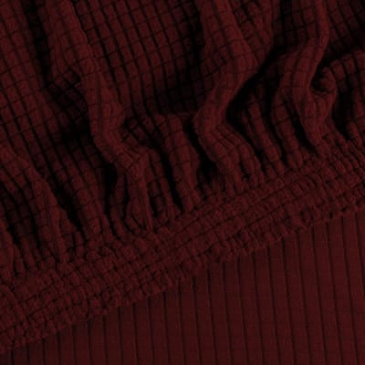 Jacquard voetbankhoes in wijnrood - Perfecte bescherming voor je poef, stijlvol en duurzaam