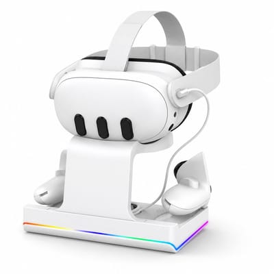 Gloovon® - VR Oplaadstation - VR Console Standaard - RGB-verlichting - Oplaadstandaard Controller Oplader - Oculus Quest 3 Accessoires - Geschikt voor Meta Quest 3