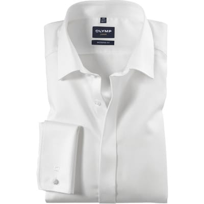 OLYMP Luxor modern fit overhemd - smoking overhemd structuur - offwhite - Strijkvrij - Boordmaat: 39
