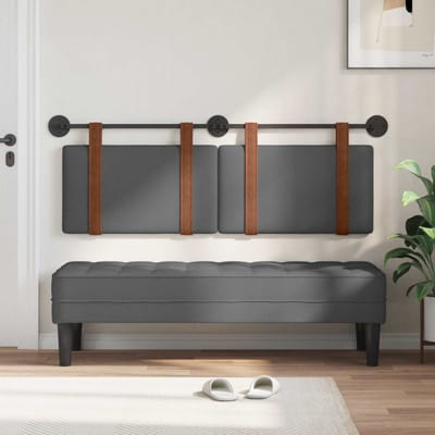 vidaXL - Hangend - hoofdbord - Effen - Donkergrijs - 130 - x - 55 - x - 5 - cm - Antiek - PU