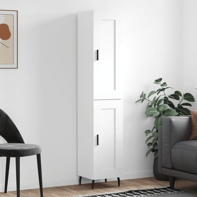 vidaXL - Hoge - kast - 34,5x34x180 - cm - bewerkt - hout - wit
