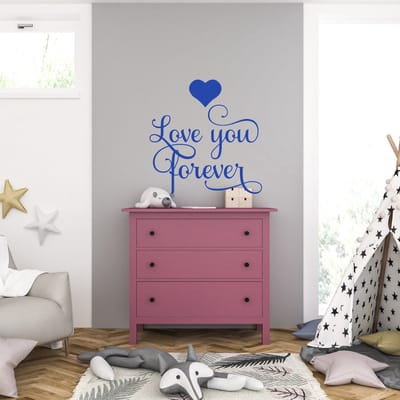 Muursticker - Love You Forever - 58 x 59 - Blauw