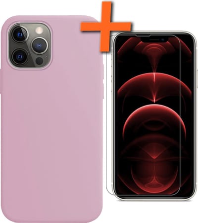 Hoes - Met Screenprotector - Geschikt voor Apple iPhone 13 Pro - Sterk & Shockproof - Back Cover - Siliconen Case - Telefoon Hoes - Lila