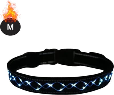 Bovista Lichtgevende Halsband - Verlichte Halsband - Lichtgevend - Hond - Kat - Lampje - Hondenhalsband Led - Oplaadbaar - Blauw - M