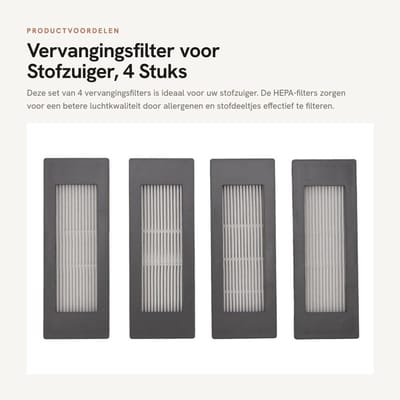 Dailygoods- Stofzuigerfilter 4 Stuks - Vervangingsfilter - HEPA-filter - Geschikt voor VAC - Onderdeel - Hoogrenderend Materiaal - Stofzuigeraccessoire