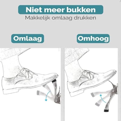 Verstelbare RVS Deurstopper met Voetbediening - Antislip Onderkant voor Binnen en Buiten - 13 x 4 cm