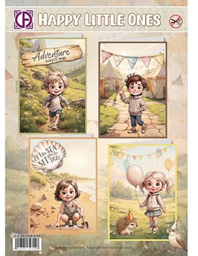 Kaartenpakket - Happy Little Ones - Creative CutOuts - Voor het maken van 4 prachtige 3D-wenskaarten - Gratis verzonden - RE2530-0195