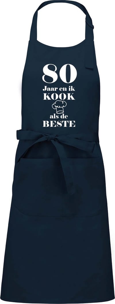 Mijncadeautje - Luxe schort - 80 jaar - en ik kook als de beste - blauw