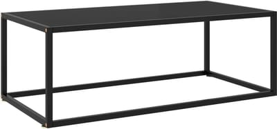 Salontafel - Koffietafel Glazen Tafel - Woonkamer Decoratie - Gehard Glas Staal - 100 x 50 x 35 cm - Zwart